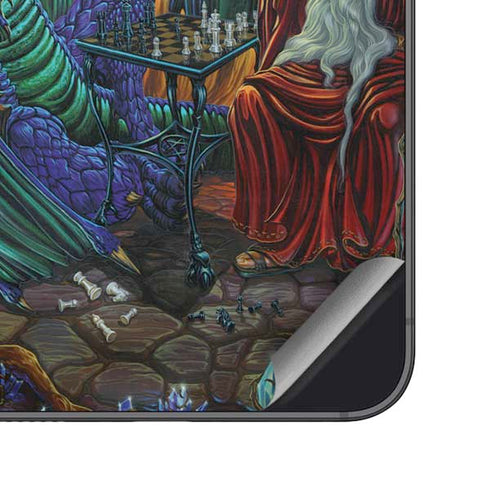 Dragon and Wizard Playing Chess by Ed Beard Jr Galaxy S25 Skin